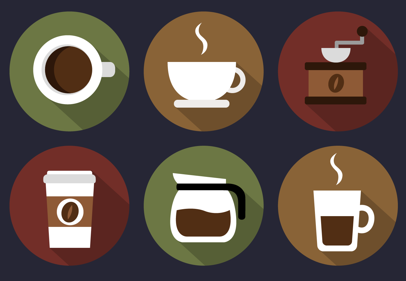 Illustration på kaffe i olika koppar