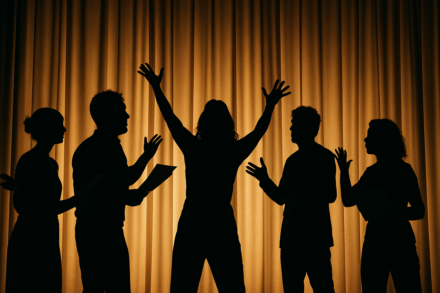 Deltagare som provar improteater