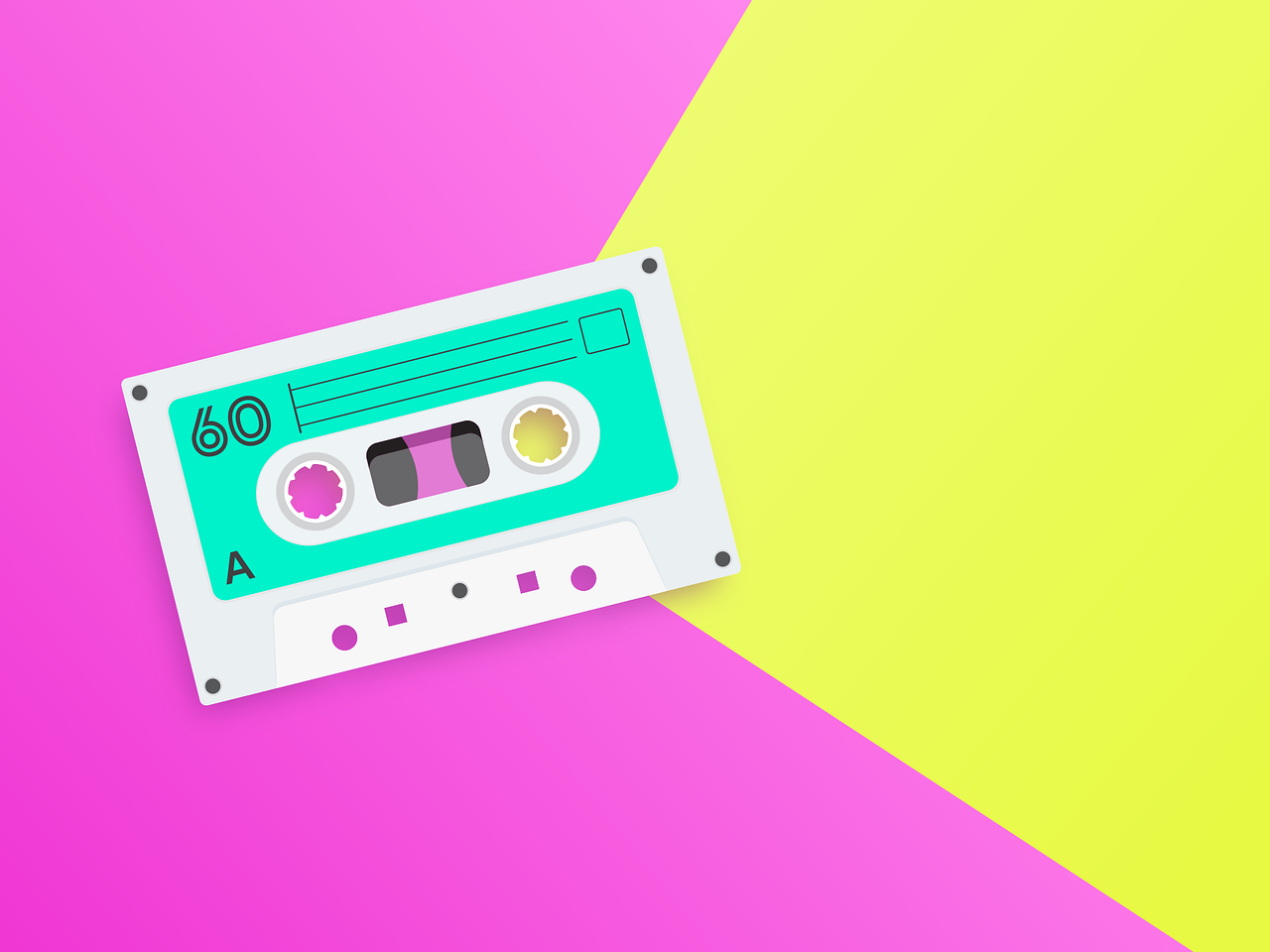 Färgglad dekorbild med kasettband